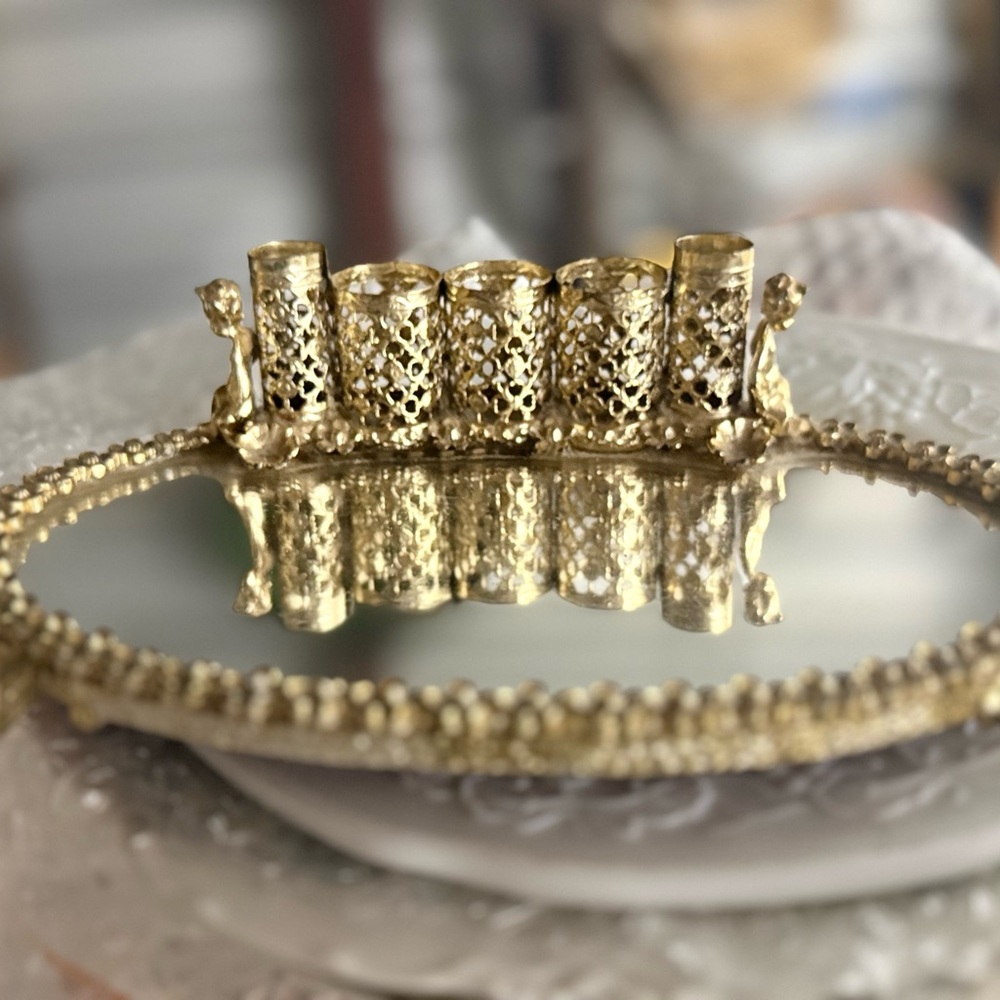 Vintage Gold Filigree Vanity Tray